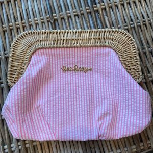 Lilly Pulitzer pink and white clutch
